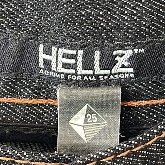 Hellz double waistband black denim jeans sz 25 edgy streetwear high rise waisted - Picture 11 of 17